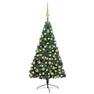 vidaXL Umelý vianočný pol stromček s LED a súpravou gulí zelený 180cm - cena, srovnání