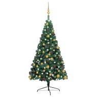 vidaXL Umelý vianočný pol stromček s LED a súpravou gulí zelený 240cm - cena, srovnání