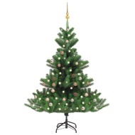 vidaXL Umelý vianočný stromček jedľa Nordmann LED a gule zelený 120cm - cena, srovnání