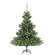 vidaXL Umelý vianočný stromček jedľa Nordmann LED a gule zelený 150cm - cena, srovnání