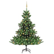 vidaXL Umelý vianočný stromček jedľa Nordmann LED a gule zelený 210cm - cena, srovnání