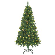 vidaXL Umelý vianočný stromček LED a borovicové šišky zelený 150cm - cena, srovnání