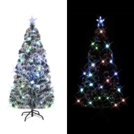 vidaXL Umelý vianočný stromček, podstavec a LED 150 cm , optické vlákno
