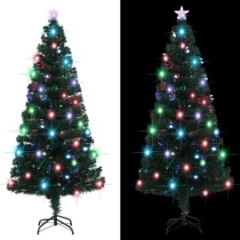 vidaXL Umelý vianočný stromček, podstavec a LED 180 cm , optické vlákno