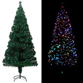 vidaXL Umelý vianočný stromček+podstavec, zelený 210cm , optické vlákno
