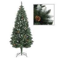 vidaXL Umelý vianočný stromček s borovicovými šiškami biele vetvičky 180cm - cena, srovnání