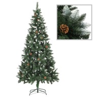 vidaXL Umelý vianočný stromček s borovicovými šiškami biele vetvičky 210cm - cena, srovnání