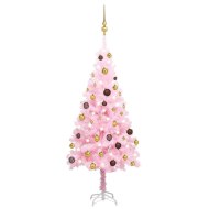 vidaXL Umelý vianočný stromček s LED a guľami ružový 120cm PVC - cena, srovnání