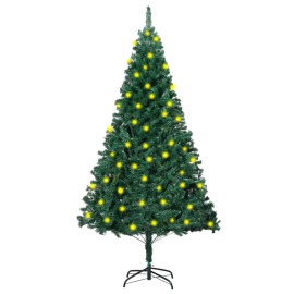 vidaXL Umelý vianočný stromček s LED a hustými vetvičkami zelený 150cm