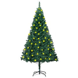 vidaXL Umelý vianočný stromček s LED a hustými vetvičkami zelený 180cm