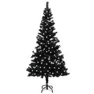 vidaXL Umelý vianočný stromček s LED a podstavcom čierny 240cm PVC - cena, srovnání