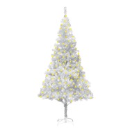 vidaXL Umelý vianočný stromček s LED a podstavcom strieborný 180cm PET - cena, srovnání