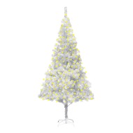 vidaXL Umelý vianočný stromček s LED a podstavcom strieborný 210cm - cena, srovnání