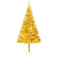 vidaXL Umelý vianočný stromček s LED a podstavcom zlatý 240cm PET - cena, srovnání