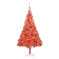 vidaXL Umelý vianočný stromček s LED a sadou gulí 240cm červený PVC - cena, srovnání