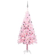 vidaXL Umelý vianočný stromček s LED a sadou gulí ružový 150cm PVC - cena, srovnání