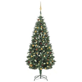 vidaXL Umelý vianočný stromček s LED a súpravou gulí 180cm