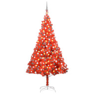 vidaXL Umelý vianočný stromček s LED a súpravou gulí 210cm červený PVC - cena, srovnání