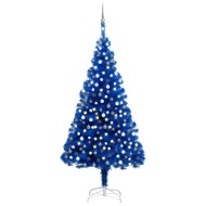 vidaXL Umelý vianočný stromček s LED a súpravou gulí 210cm modrý PVC - cena, srovnání