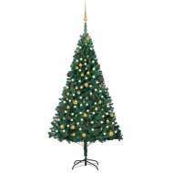 vidaXL Umelý vianočný stromček s LED a súpravou gulí 210cm zelený PVC - cena, srovnání
