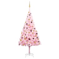 vidaXL Umelý vianočný stromček s LED a súpravou gulí 240cm ružový PVC - cena, srovnání