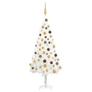 vidaXL Umelý vianočný stromček s LED a súpravou gulí biely 120cm - cena, srovnání