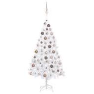 vidaXL Umelý vianočný stromček s LED a súpravou gulí biely 120cm PVC - cena, srovnání
