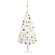 vidaXL Umelý vianočný stromček s LED a súpravou gulí biely 180cm - cena, srovnání