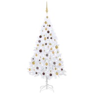 vidaXL Umelý vianočný stromček s LED a súpravou gulí biely 180cm PVC - cena, srovnání