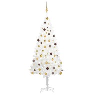 vidaXL Umelý vianočný stromček s LED a súpravou gulí biely 210cm - cena, srovnání
