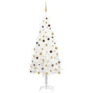 vidaXL Umelý vianočný stromček s LED a súpravou gulí biely 240cm - cena, srovnání