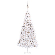 vidaXL Umelý vianočný stromček s LED a súpravou gulí biely 300cm - cena, srovnání