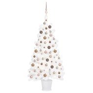 vidaXL Umelý vianočný stromček s LED a súpravou gulí biely 65cm - cena, srovnání