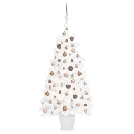 vidaXL Umelý vianočný stromček s LED a súpravou gulí biely 65cm - cena, srovnání