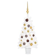 vidaXL Umelý vianočný stromček s LED a súpravou gulí biely 90cm - cena, srovnání