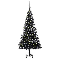 vidaXL Umelý vianočný stromček s LED a súpravou gulí čierny 150cm PVC - cena, srovnání