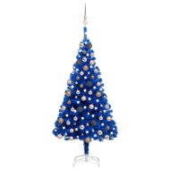 vidaXL Umelý vianočný stromček s LED a súpravou gulí modrý 120cm PVC - cena, srovnání