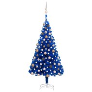vidaXL Umelý vianočný stromček s LED a súpravou gulí modrý 150cm PVC - cena, srovnání