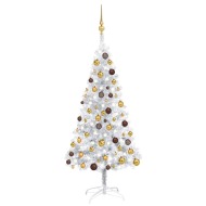 vidaXL Umelý vianočný stromček s LED a súpravou gulí strieborný 150cm - cena, srovnání
