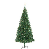 vidaXL Umelý vianočný stromček s LED a súpravou gulí zelený 300cm - cena, srovnání