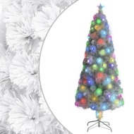 vidaXL Umelý vianočný stromček s LED biela 210cm optické vlákno - cena, srovnání