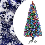 vidaXL Umelý vianočný stromček s LED biela a modrá 150cm optické vlákno - cena, srovnání