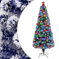 vidaXL Umelý vianočný stromček s LED biela a modrá 180cm optické vlákno - cena, srovnání