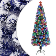 vidaXL Umelý vianočný stromček s LED biela a modrá 240cm optické vlákno - cena, srovnání