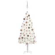 vidaXL Umelý vianočný stromček s LED so súpravou gulí biely 120cm - cena, srovnání