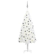 vidaXL Umelý vianočný stromček s LED so súpravou gulí biely 150cm - cena, srovnání