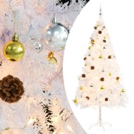 vidaXL Umelý vianočný stromček s ozdobami a LED diódami 180cm biely - cena, srovnání
