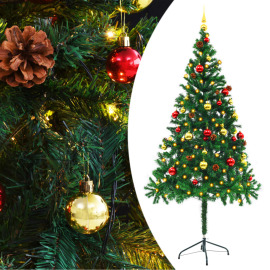 vidaXL Umelý vianočný stromček s ozdobami a LED diódami 180cm zelený