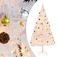vidaXL Umelý vianočný stromček s ozdobami a LED diódami 210cm biely - cena, srovnání