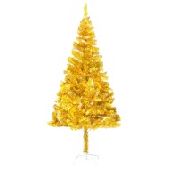 vidaXL Umelý vianočný stromček s podstavcom, zlatý 210 cm , PET - cena, srovnání